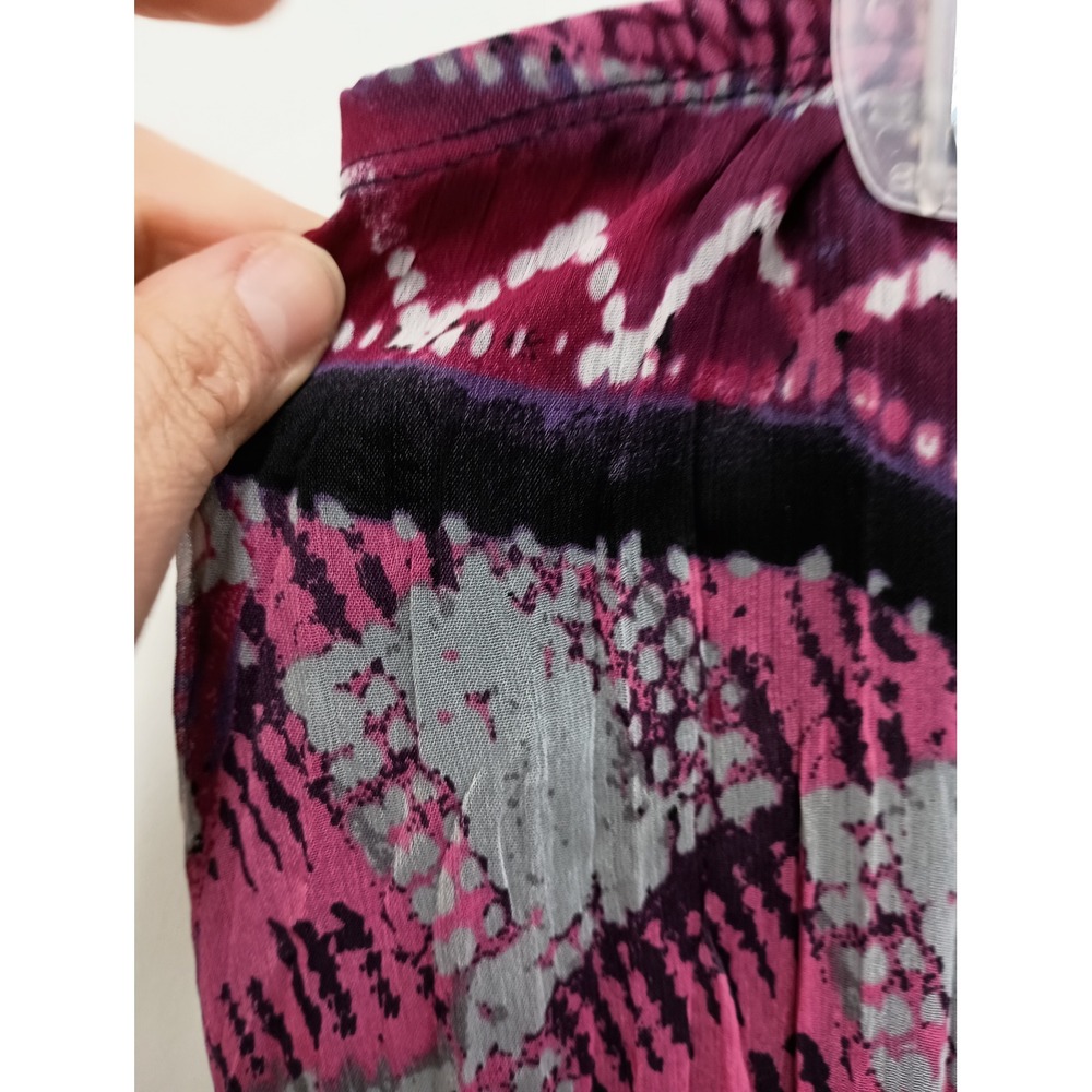 Lark Lane Maxi‎ Skirt Womens 12 Pink Abstract Pleated BOHO Whimsygoth Chiffon - Picture 11 of 11